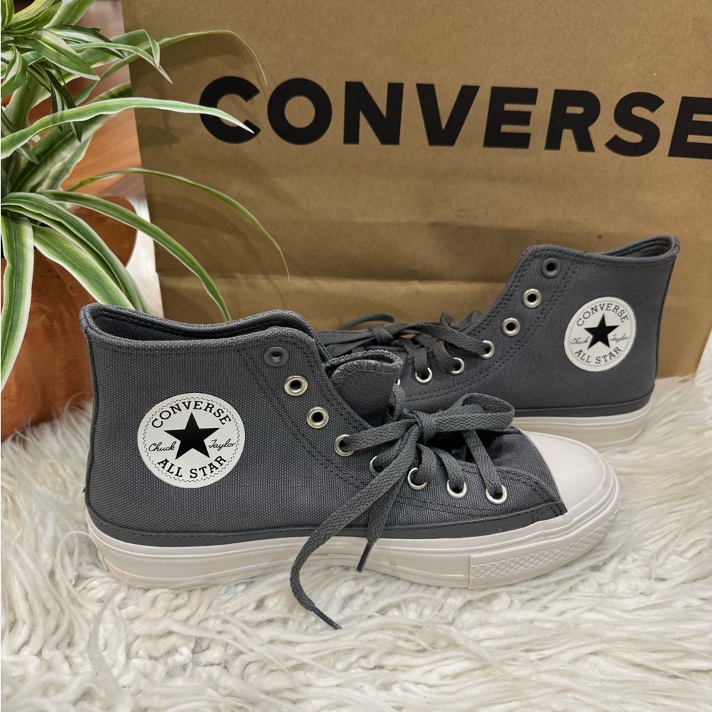 New🌿 Converse All Star High Double Platform in Grey Shoes